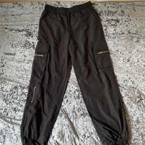 Forever 21 Black Nylon Cargo Pants. Size Small. Never Worn.